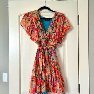 MINKPINK Vibrant Floral Wrap Mini Dress